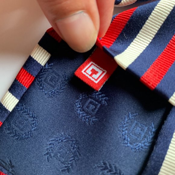 Vintage Chaps Red, White and Blue Diagonally Striped Silk Tie - Hand Made - Picture 3 of 10